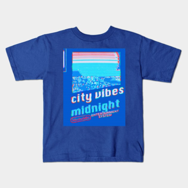 City Midnight NES Kids T-Shirt by lofi_retrowave